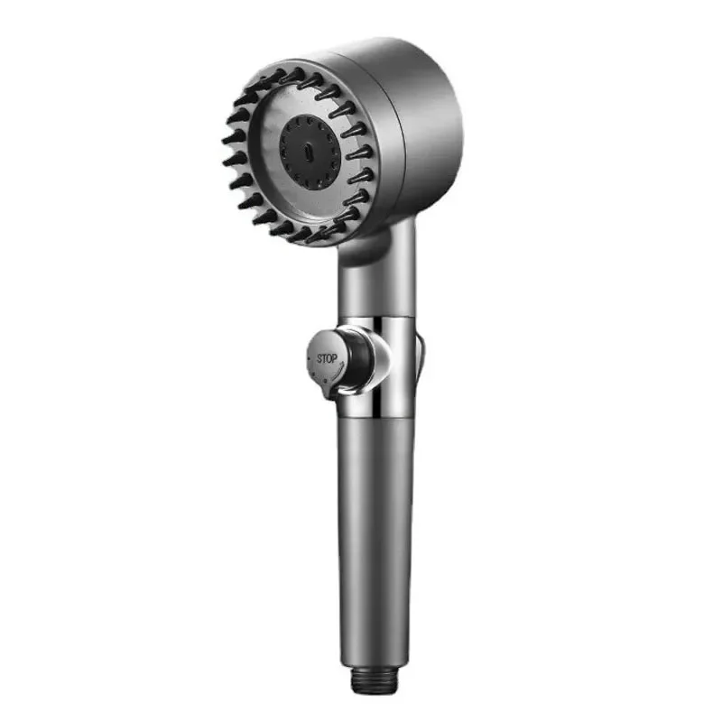3-mode high-pressure shower head with stop button
