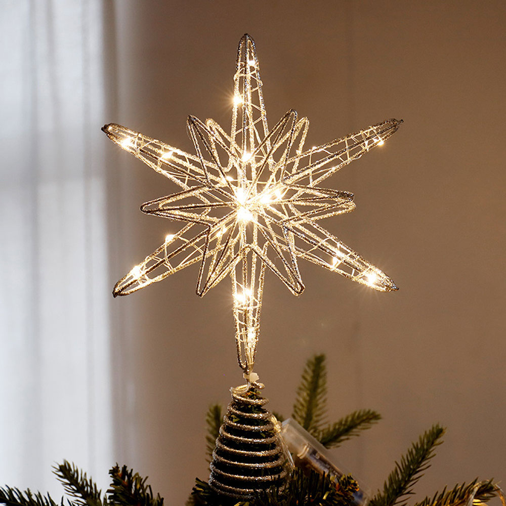 LED star tree topper (gold or silver, battery)