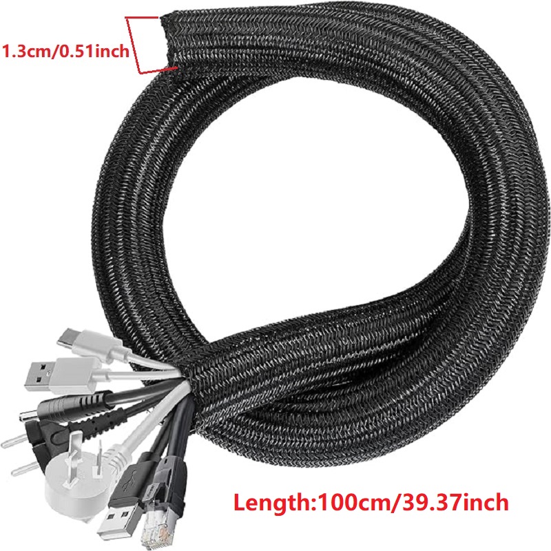 Split braided cable sleeve (1 m x 13 mm)